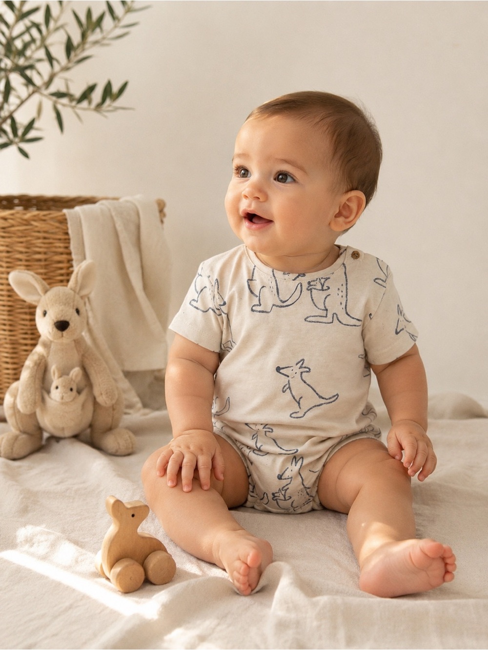 Zara Baby 100% Cotton Kangaroo Romper 6-9M